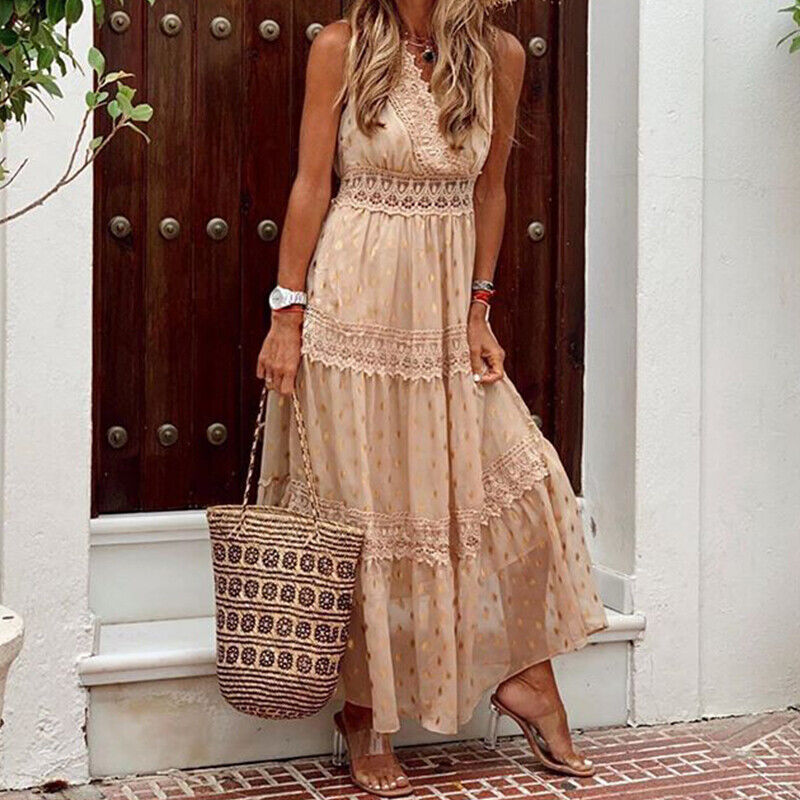 Calanthe Boho Lace Maxi Dress