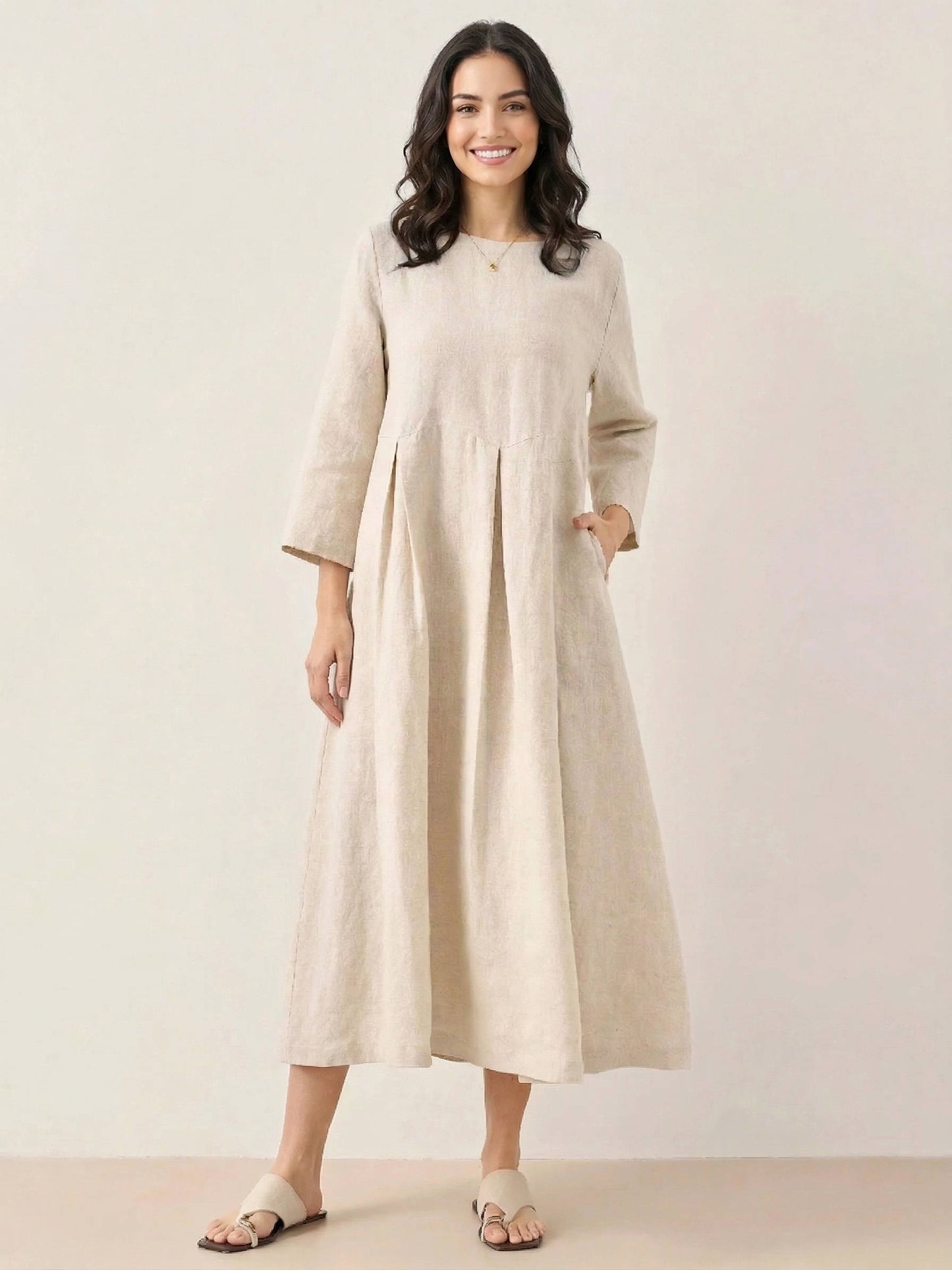 Apolline Linen Pleated Maxi Dress_1