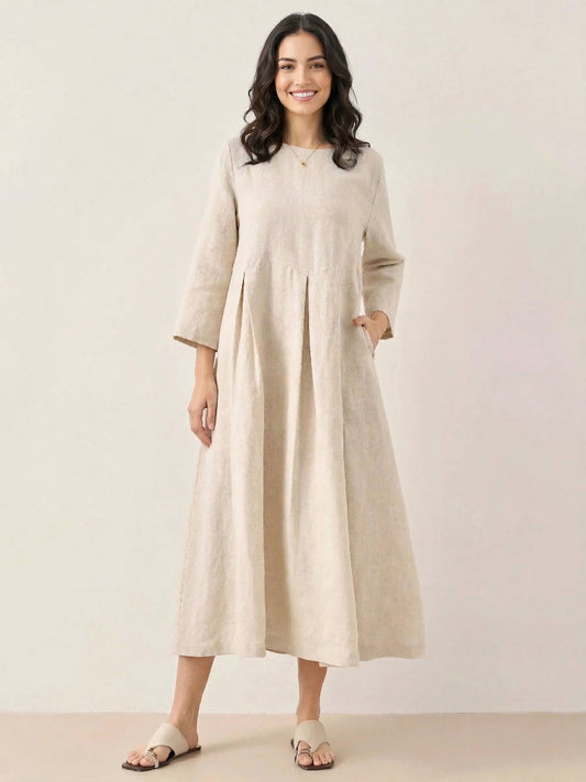 Apolline Linen Pleated Maxi Dress_1