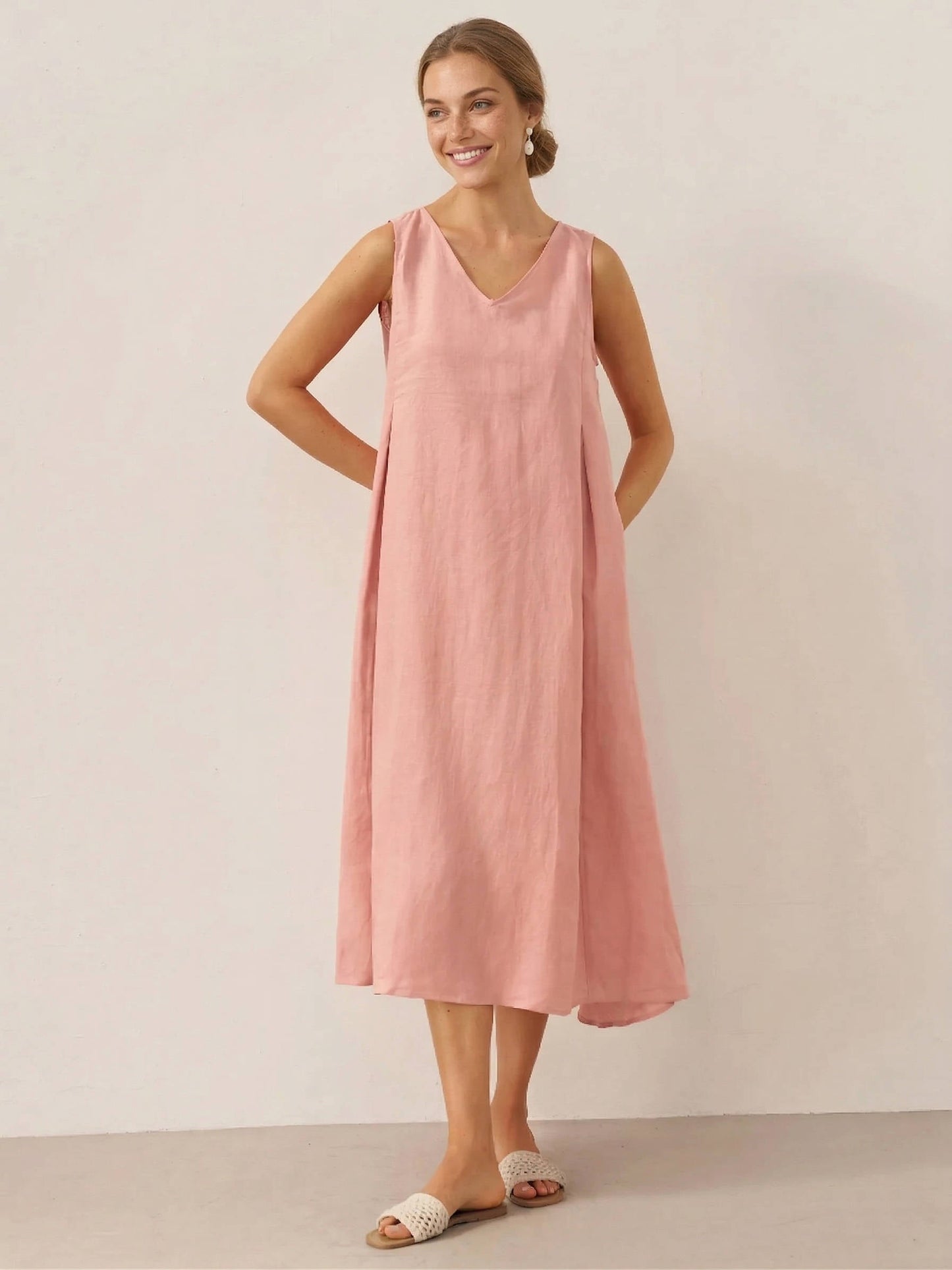 Berenice Linen Sleeveless Maxi Dress_6