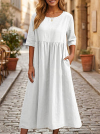 Adaline Linen A-Line Midi Dress