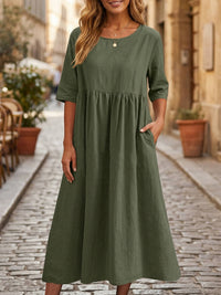 Adaline Linen A-Line Midi Dress
