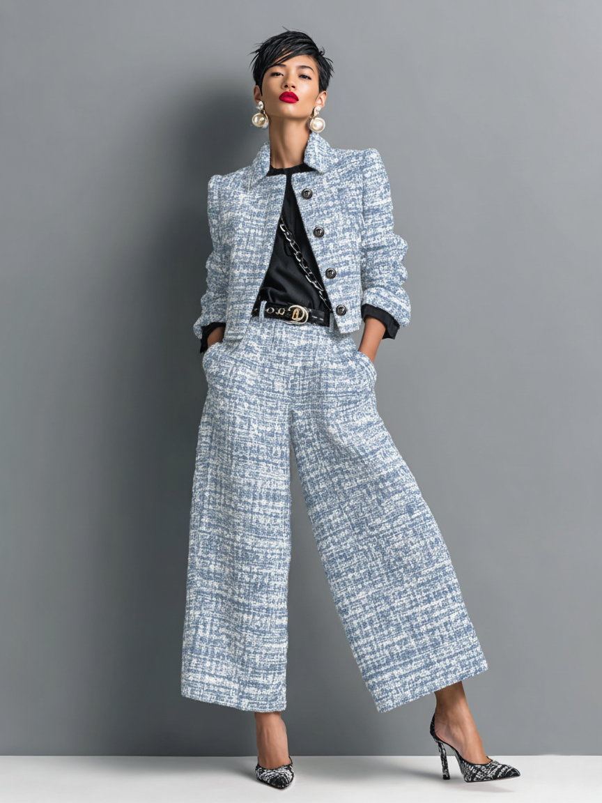 Demelza Tweed Wide-Leg Two-Piece Set