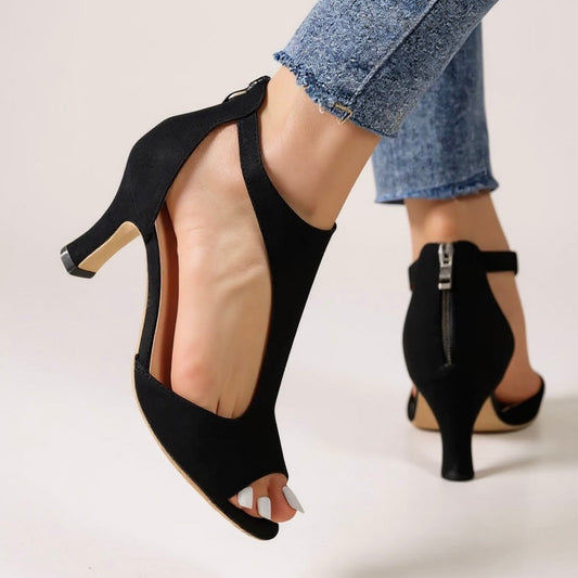 Brooke Cushioned Block Heel Cutout Sandals