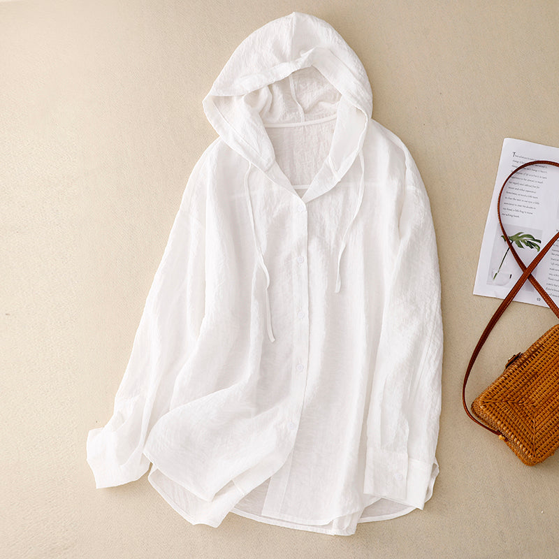 Cordelia Gray Lightweight Button Hoodie Relaxed Fit