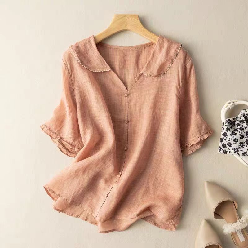 Elizabeth Bradley Lightweight Vintage Button Blouse Relaxed Fit