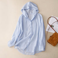 Cordelia Gray Lightweight Button Hoodie Relaxed Fit