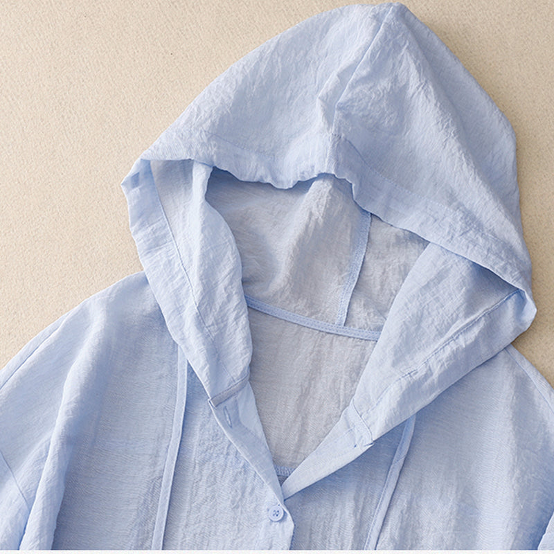 Cordelia Gray Lightweight Button Hoodie Relaxed Fit