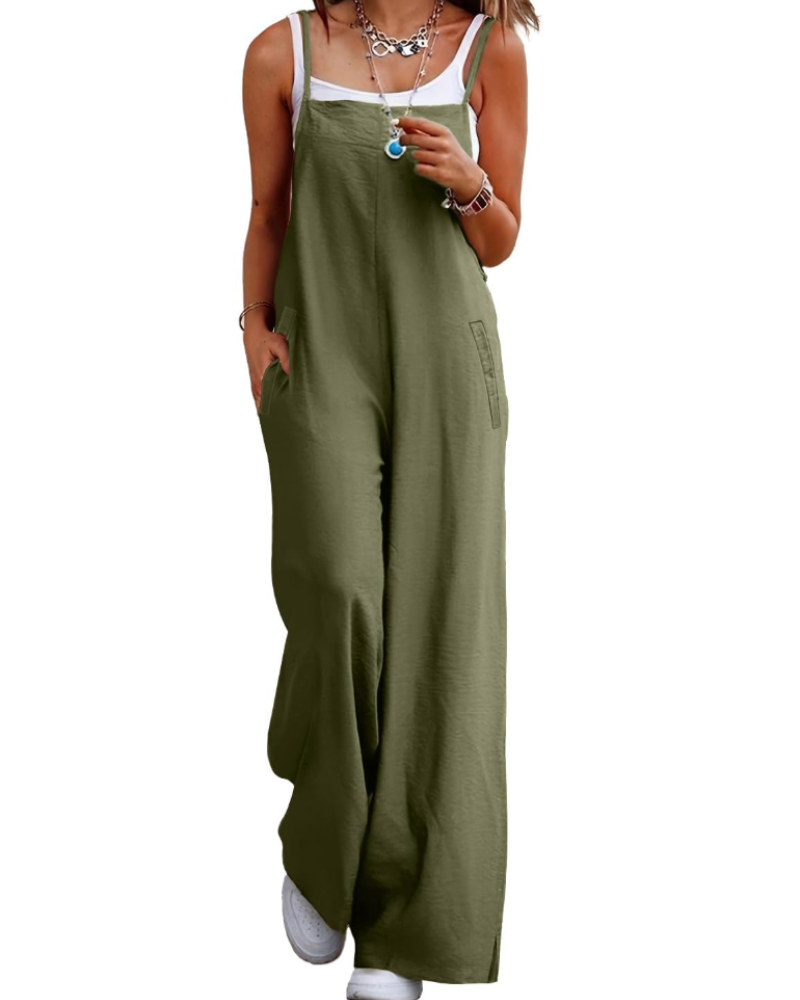 Alessandra Brooks Boho Wide-Leg Cotton Jumpsuit With Pockets