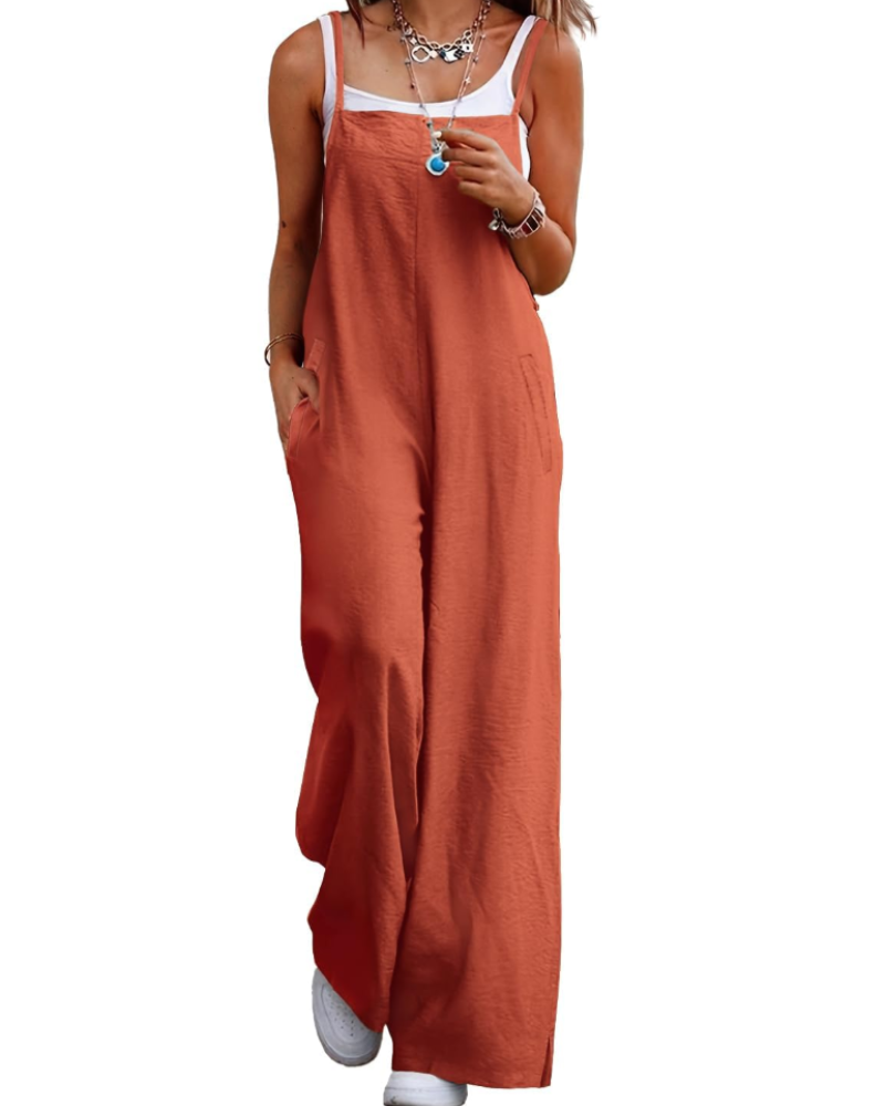 Alessandra Brooks Boho Wide-Leg Cotton Jumpsuit With Pockets