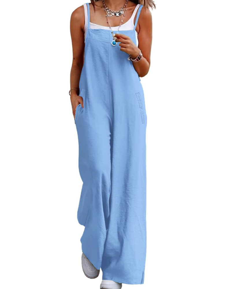 Alessandra Brooks Boho Wide-Leg Cotton Jumpsuit With Pockets