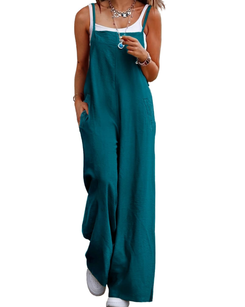 Alessandra Brooks Boho Wide-Leg Cotton Jumpsuit With Pockets