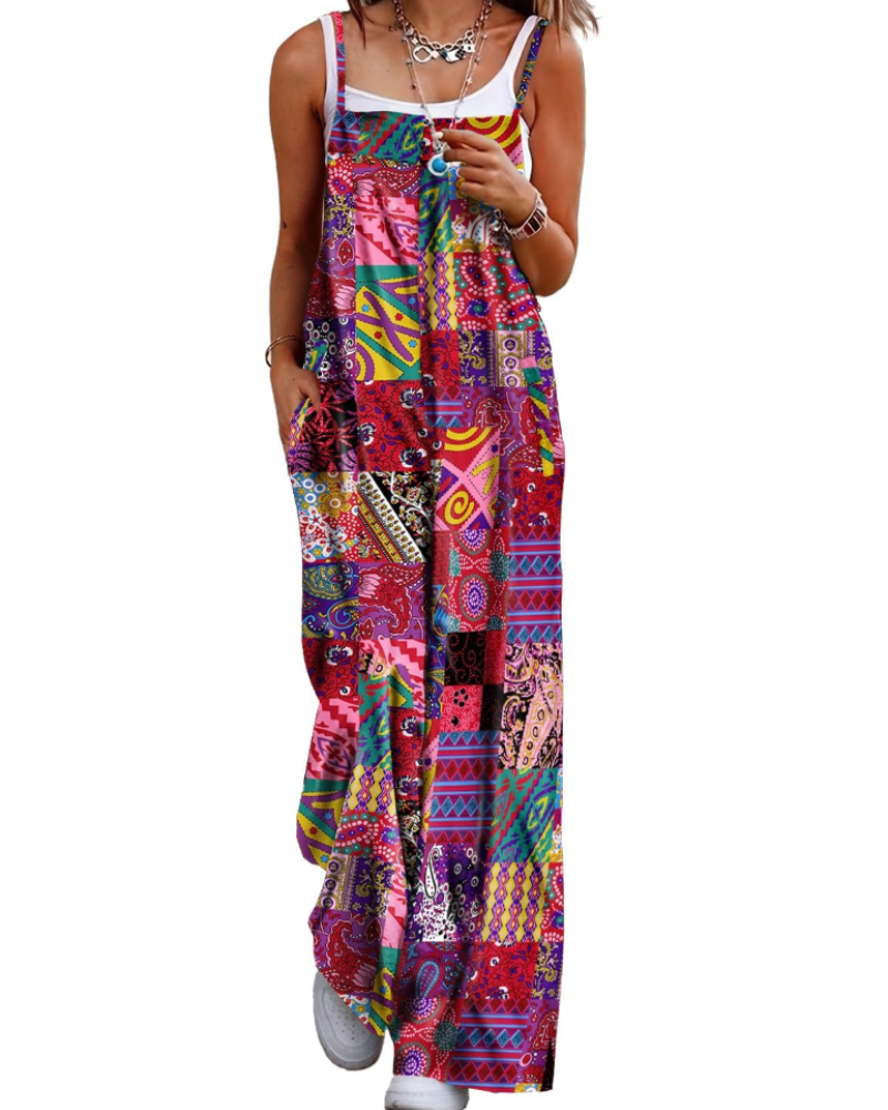 Alessandra Brooks Boho Wide-Leg Cotton Jumpsuit With Pockets