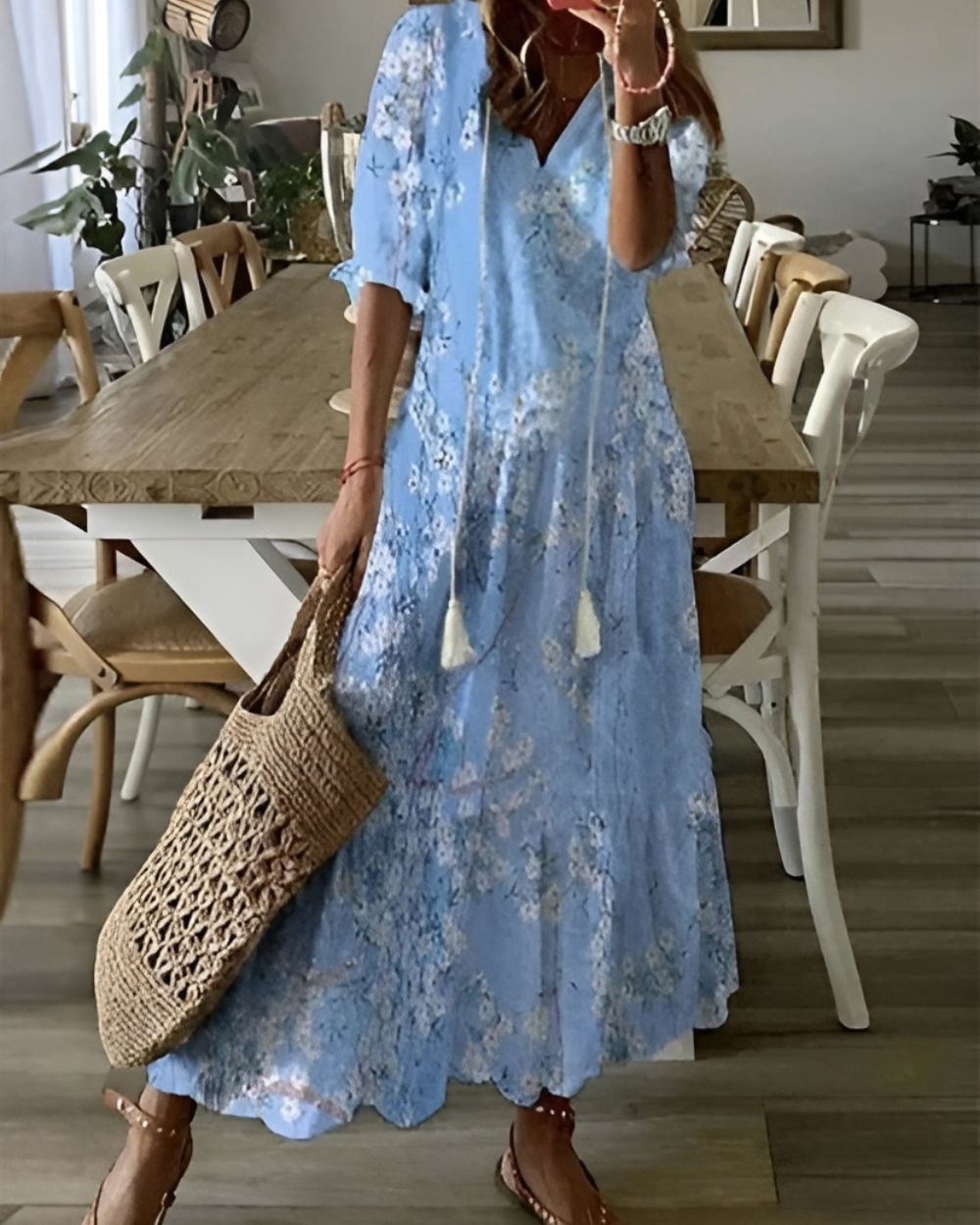Serena Collins Boho Flowing Maxi Beach Cover-Up Dress