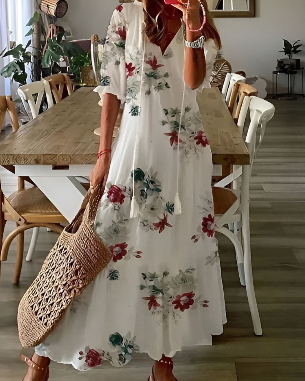 Serena Collins Boho Flowing Maxi Beach Cover-Up Dress