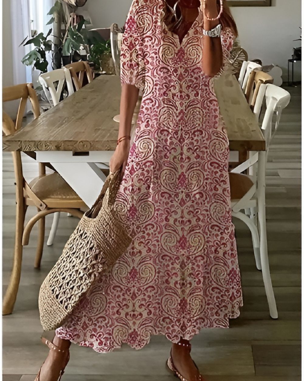 Serena Collins Boho Flowing Maxi Beach Cover-Up Dress