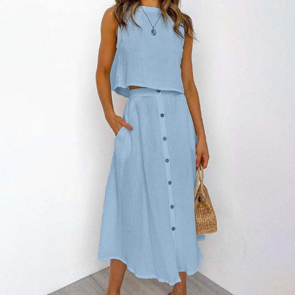 Lily Linen Two-Piece Wide-Leg Summer Set