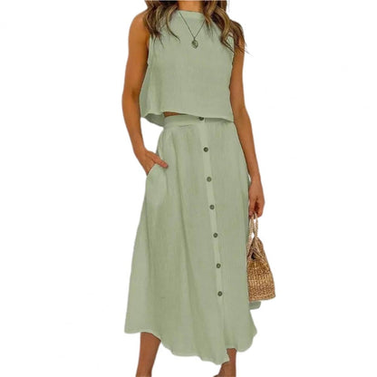 Lily Linen Two-Piece Wide-Leg Summer Set