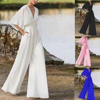 Idonea V-Neck Wide Leg Jumpsuit