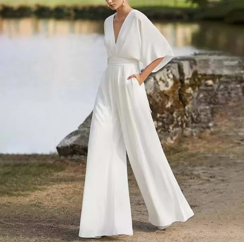 Idonea V-Neck Wide Leg Jumpsuit