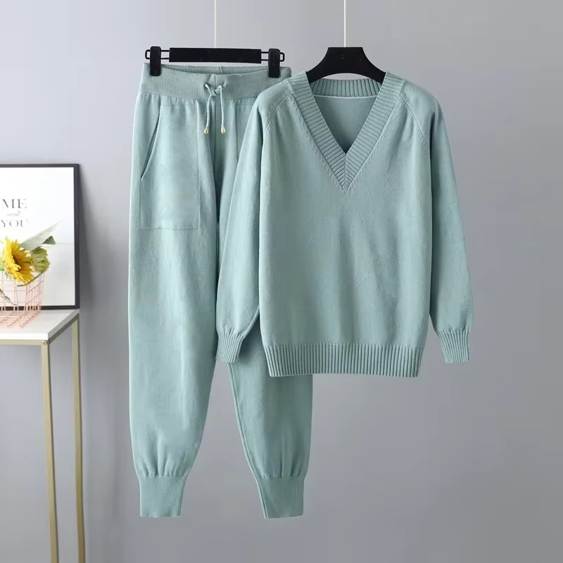 Clarisse Knitted V-Neck Two Piece Set