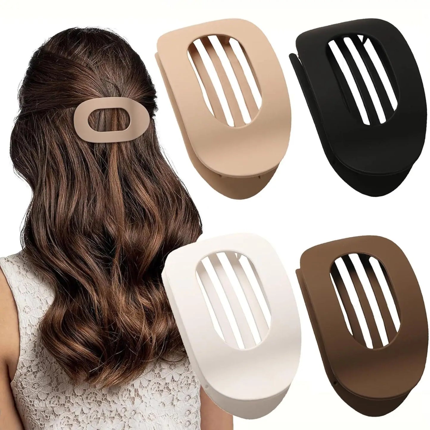 Kimberly Oval Matte Flat Hair Claw Clips Duckbill Bun Clip