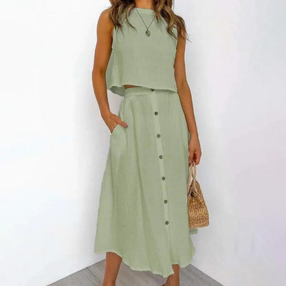 Lily Linen Two-Piece Wide-Leg Summer Set