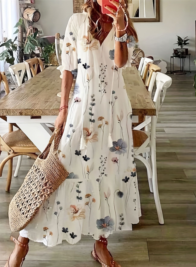 Bijou Floral Cotton Midi Dress_1
