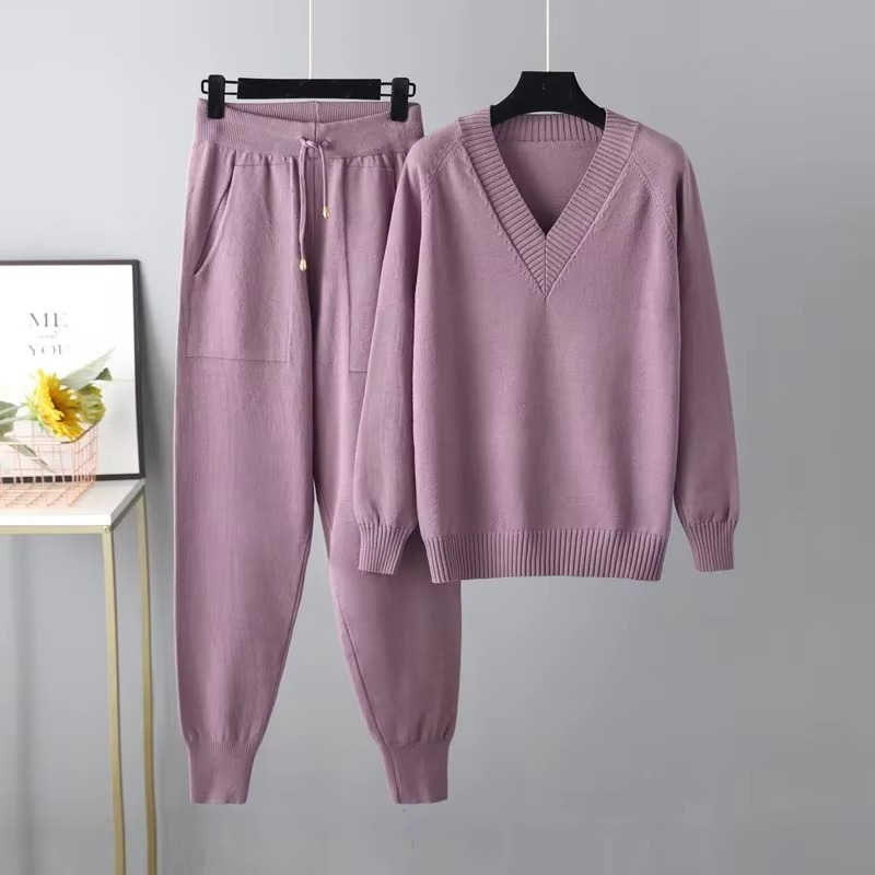 Clarisse Knitted V-Neck Two Piece Set