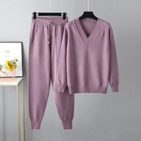 Clarisse Knitted V-Neck Two Piece Set
