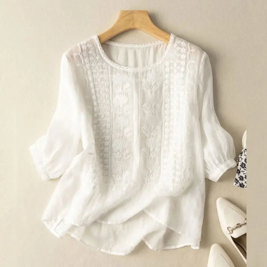 Josephine Reed Floral Embroidered Relaxed Blouse