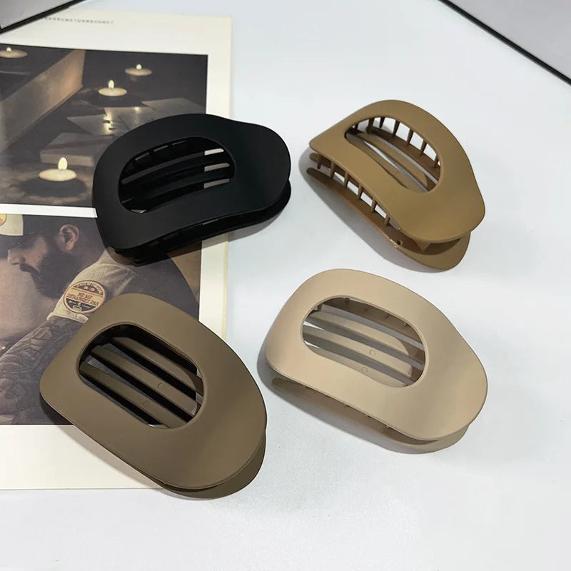 Kimberly Oval Matte Flat Hair Claw Clips Duckbill Bun Clip