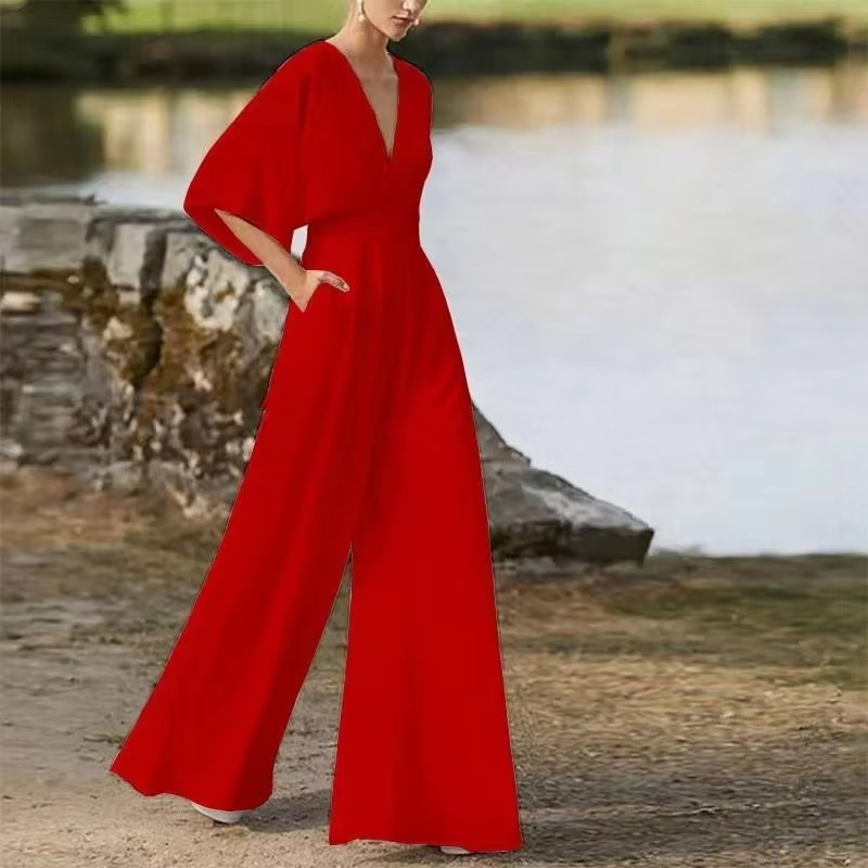 Idonea V-Neck Wide Leg Jumpsuit_3