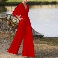 Idonea V-Neck Wide Leg Jumpsuit