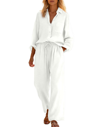 Aria Linen Two-Piece Wide-Leg Co-ord Summer Set