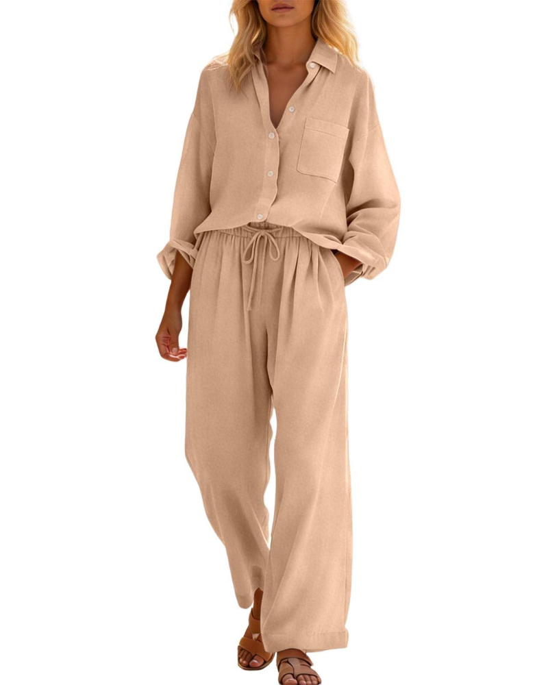 Aria Linen Two-Piece Wide-Leg Co-ord Summer Set