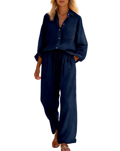 Aria Linen Two-Piece Wide-Leg Co-ord Summer Set