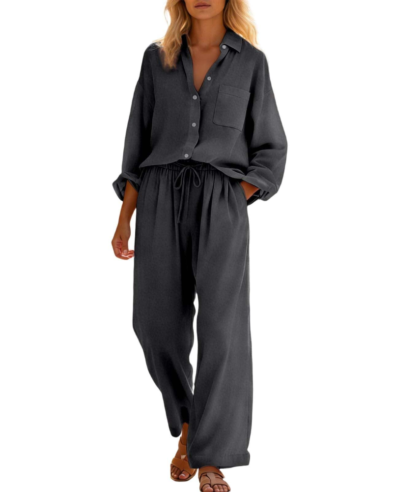 Aria Linen Two-Piece Wide-Leg Co-ord Summer Set