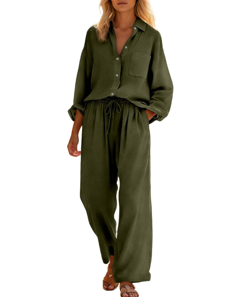 Aria Linen Two-Piece Wide-Leg Co-ord Summer Set