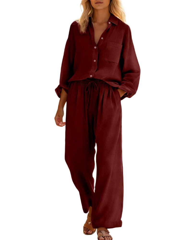 Aria Linen Two-Piece Wide-Leg Co-ord Summer Set