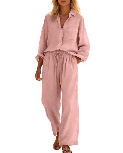 Aria Linen Two-Piece Wide-Leg Co-ord Summer Set