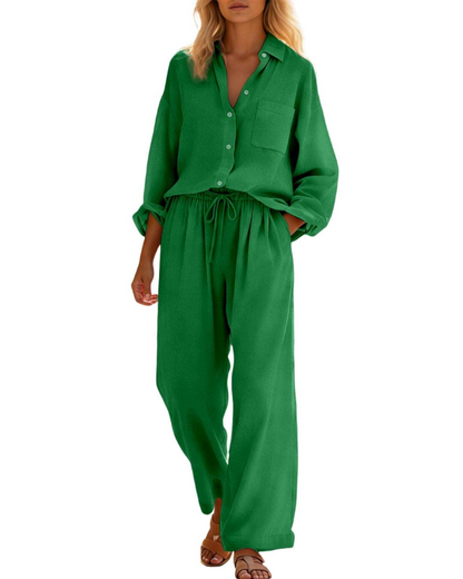 Aria Linen Two-Piece Wide-Leg Co-ord Summer Set