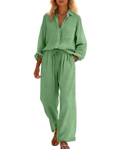 Aria Linen Two-Piece Wide-Leg Co-ord Summer Set