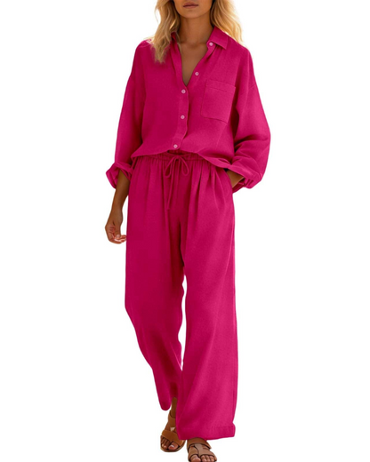 Aria Linen Two-Piece Wide-Leg Co-ord Summer Set