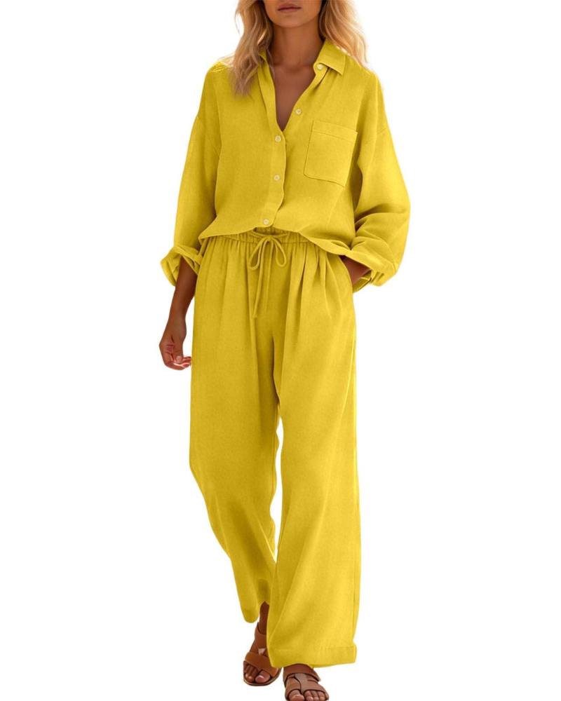 Aria Linen Two-Piece Wide-Leg Co-ord Summer Set