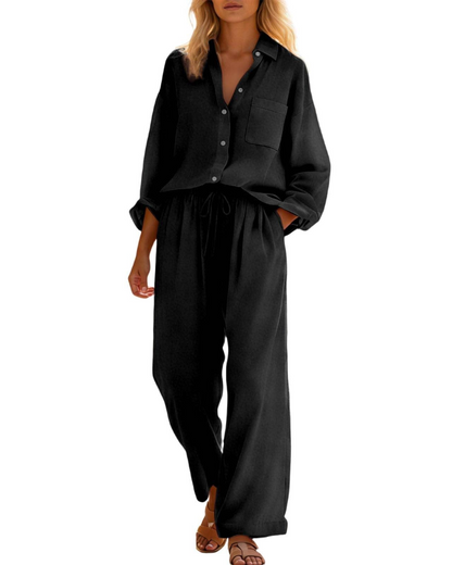 Aria Linen Two-Piece Wide-Leg Co-ord Summer Set