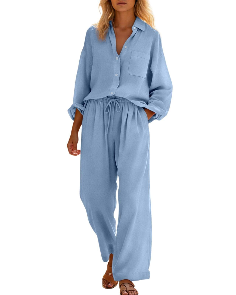 Aria Linen Two-Piece Wide-Leg Co-ord Summer Set