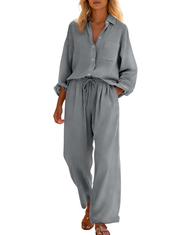 Aria Linen Two-Piece Wide-Leg Co-ord Summer Set