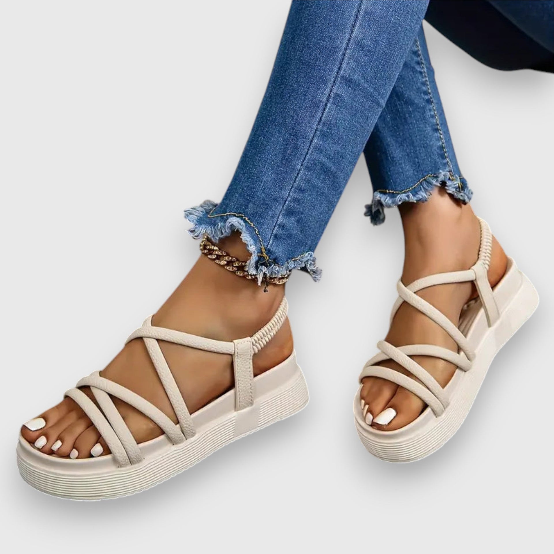 Allison Cushioned Slip-On Comfort Sandals Beige