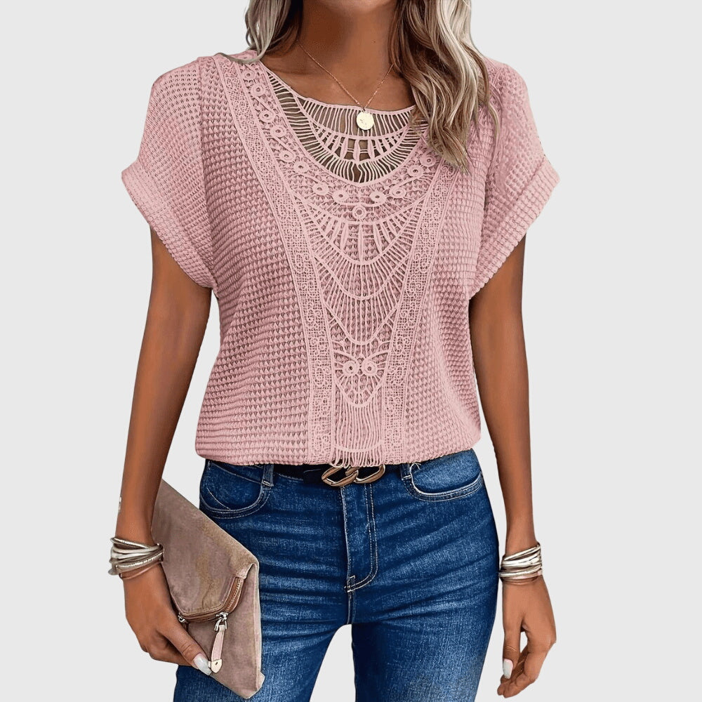 Francesca Reed Lace Trim Breathable Relaxed Blouse